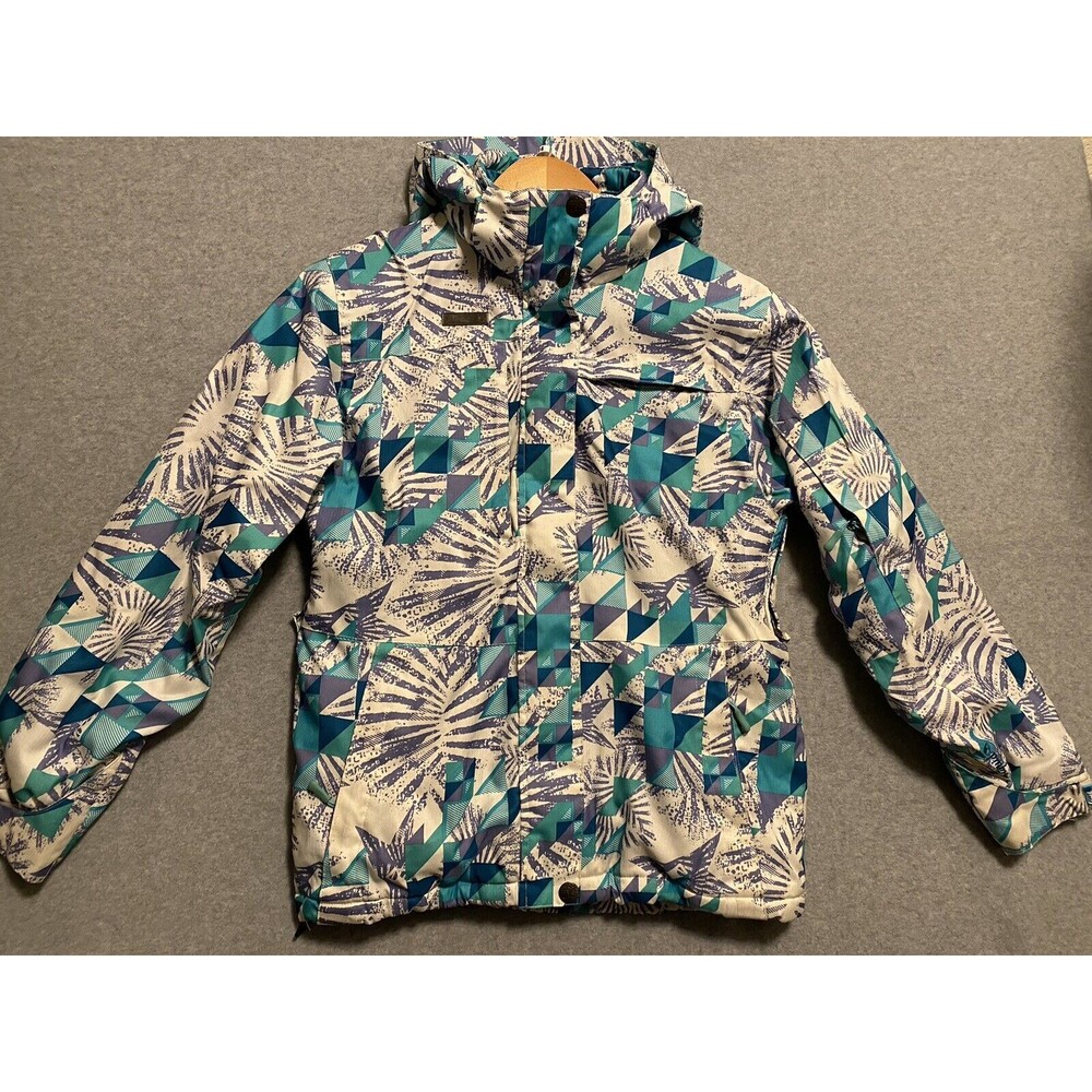 Liquid Venture Snowboard Jacket Girls Large Purple Teal Teen Geometric Insulated